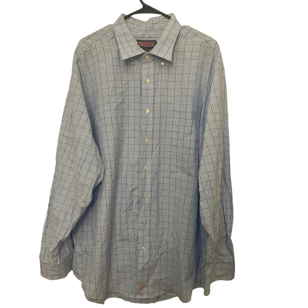 Vineyards Vines Men Shirt  xxl size  blue and white shirt Check  Button Down